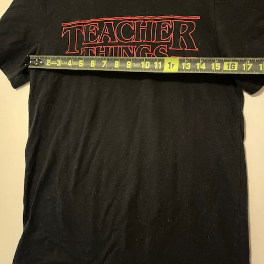Women's Teacher Things Stranger Things Black Cotton Shirt Sz M - Picture 4 of 5